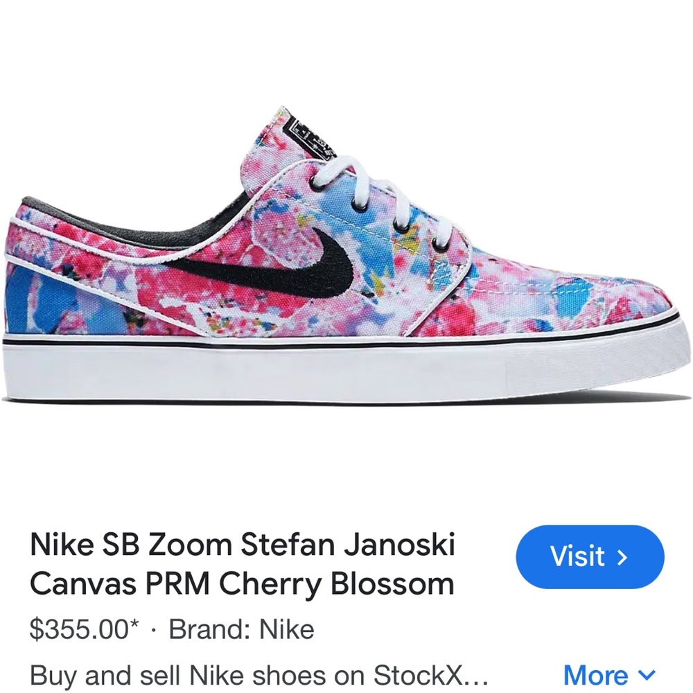 Nike Zoom Stefan Janoski Cherry Blossom Canvas Premium Sneakers Sz 9 - Picture 8 of 13